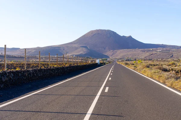 Estrada Negra Ilha Vulcânica Lanzarote Espanha — Fotografia de Stock
