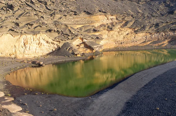 Lago Verde Lago Verde Único Ilha Lanzarote — Fotografia de Stock