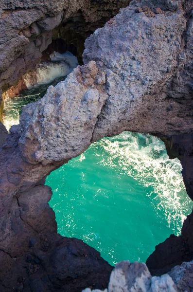 Baía Los Hervideros Lanzarote Espanha — Fotografia de Stock