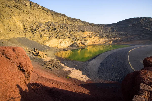 Lago Verde Lac Vert Unique Sur Île Lanzarote — Photo