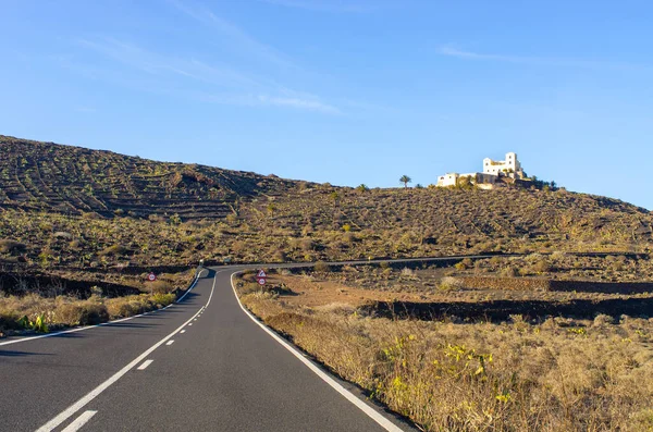 Μαύρος Δρόμος Στο Ηφαιστειακό Νησί Lanzarote Ισπανία — Φωτογραφία Αρχείου