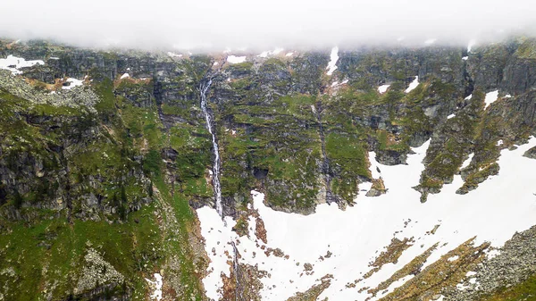 Aerial View Waterfall High Alpine Mountains — Stock Photo, Image