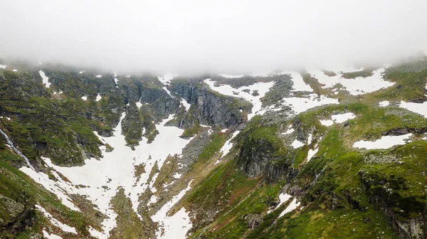 Letecký Pohled Sněhu Kaňonu Vysokých Alpských Horách — Stock fotografie