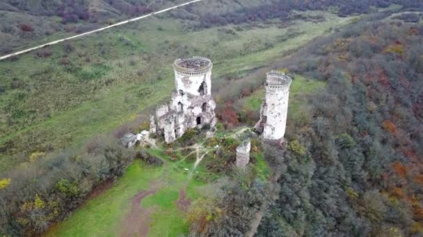 Chervonohorod 城の遺跡の鳥の目のビューからの眺め ウクライナ — ストック動画