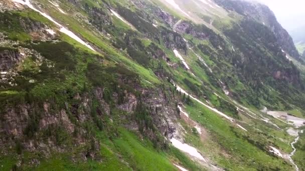 Ett Fågelperspektiv Ett Bergslandskap Alperna Österrike — Stockvideo