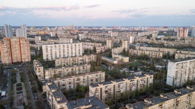 Kiev, Ukrayna konut binaların havadan görünümü.