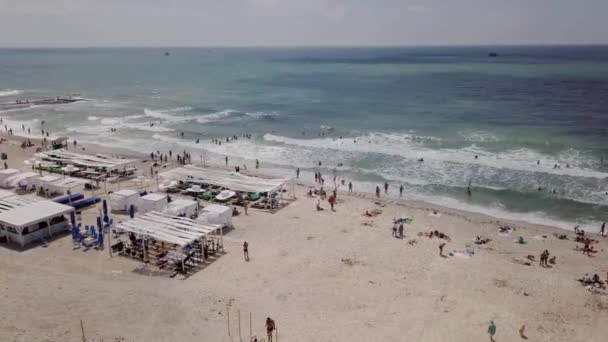 Demir Bağlantı Noktası Ukrayna Haziran 2018 Kum Plaj Deniz Lüks — Stok video
