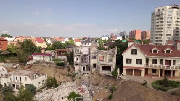 Luchtfoto Van Gevolgen Van Aardverschuivingen Chernomorsk Oekraïne — Stockvideo
