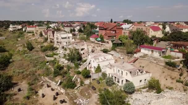 Aerial View Consequences Landslide Chernomorsk Ukraine — Stock Video