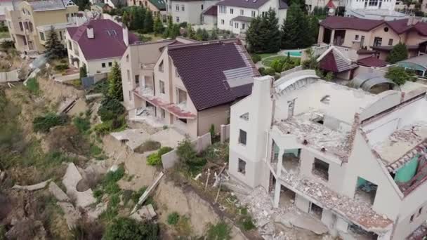 Vista Aérea Das Consequências Deslizamento Terra Chernomorsk Ucrânia — Vídeo de Stock