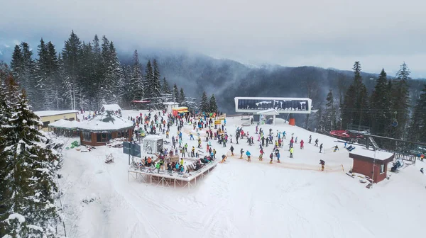 Boekovel Oekraïne December 2017 Luchtfoto Van Een Ski Oord Karpaten — Stockfoto