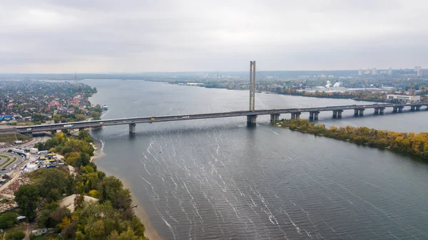 Vista Aérea Ponte Através Rio Dnieper Kiev — Fotografia de Stock