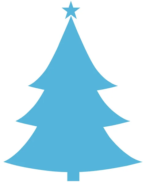 Christmas Tree Blue Flat Icon On White Background.