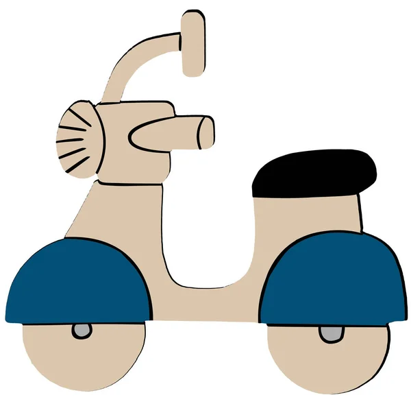 Blue Retro Scooter Flat Icon White Background — Stock Photo, Image