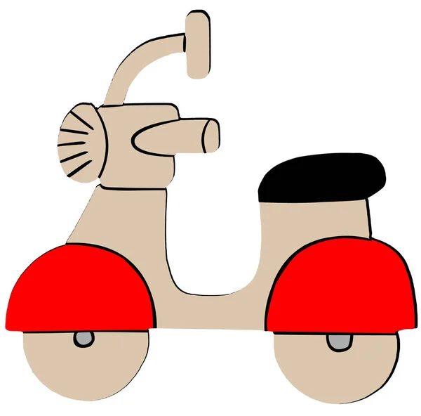 Icône plate de scooter rétro rouge sur fond blanc — Photo