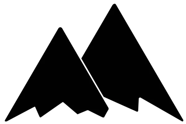 黒い山フラット ホワイト バック グラウンド上のアイコン — ストックベクタ