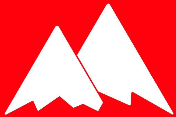 Góry Białe Płaskie Ikona Czerwonym Tle — Zdjęcie stockowe