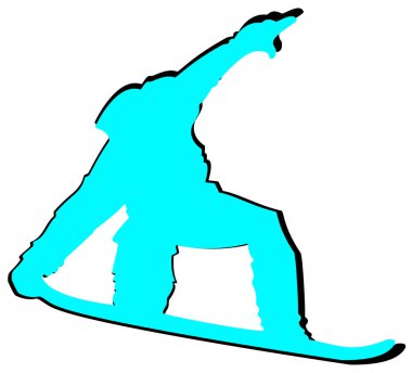 Aqua Snowboarder düz beyaz arka plan simgesine.