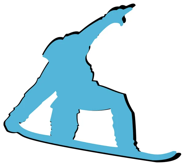 白色背景上的蓝色滑雪板平面图标 — 图库照片