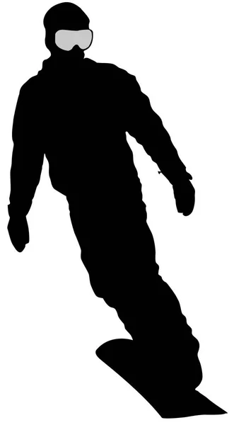 Schwarze Snowboarder Flache Ikone Auf Weißem Hintergrund — Stockfoto