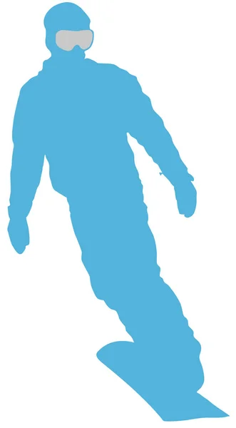Ícone Plano Azul Snowboarder Fundo Branco — Fotografia de Stock