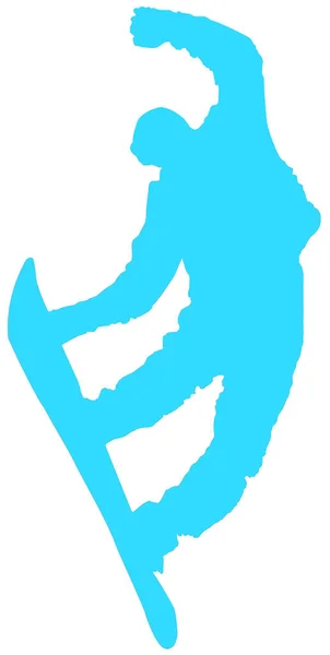 白色背景上的蓝色滑雪板平面图标 — 图库照片
