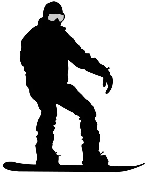 Černý Snowboardista Ploché Ikony Bílém Pozadí — Stock fotografie