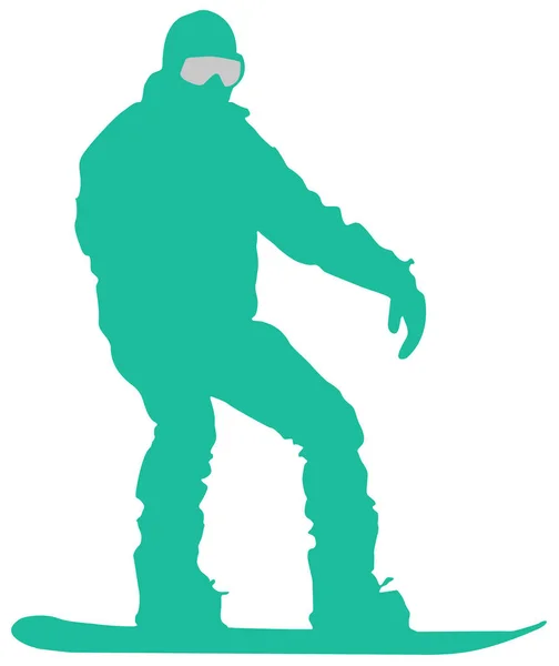 Ícone Plano Snowboarder Verde Fundo Branco — Fotografia de Stock