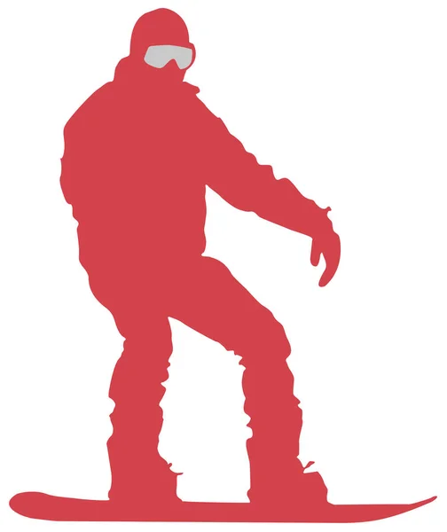 Icono Plano Snowboarder Rojo Sobre Fondo Blanco —  Fotos de Stock