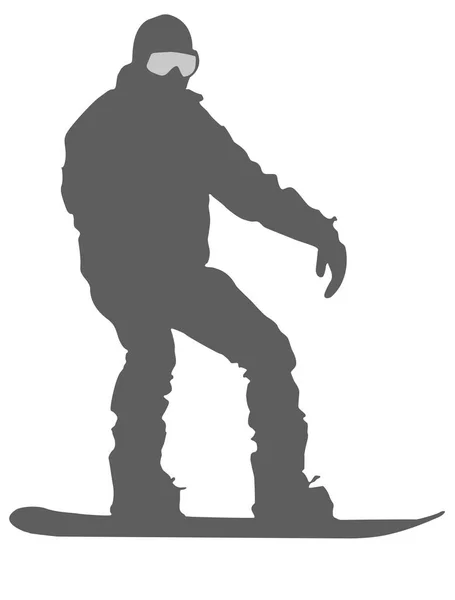 Zilveren Snowboarder Platte Pictogram Witte Achtergrond — Stockfoto