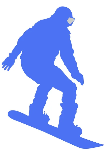 Blauwe Snowboarder Platte Pictogram Witte Achtergrond — Stockfoto
