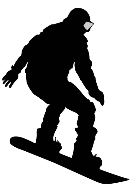 Zwarte Snowboarder Platte Pictogram Witte Achtergrond — Stockfoto