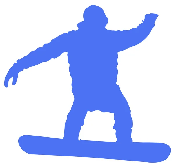 Icona Piatto Snowboarder Blu Sfondo Bianco — Foto Stock