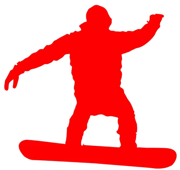 Rode Snowboarder Platte Pictogram Witte Achtergrond — Stockfoto
