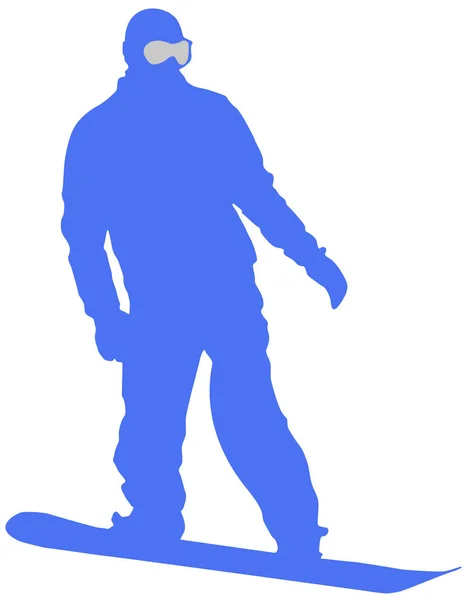 Blauwe Snowboarder Platte Pictogram Witte Achtergrond — Stockfoto