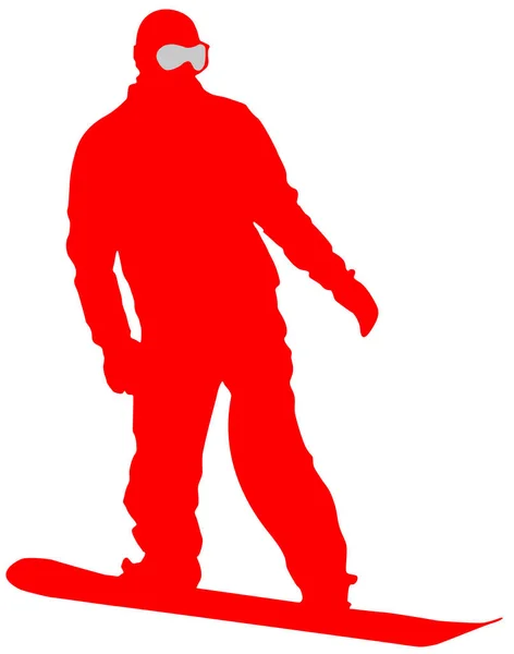 Rode Snowboarder Platte Pictogram Witte Achtergrond — Stockfoto