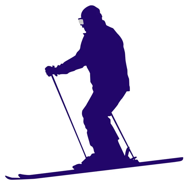 白地に紫のスキーヤー フラット アイコン — ストック写真