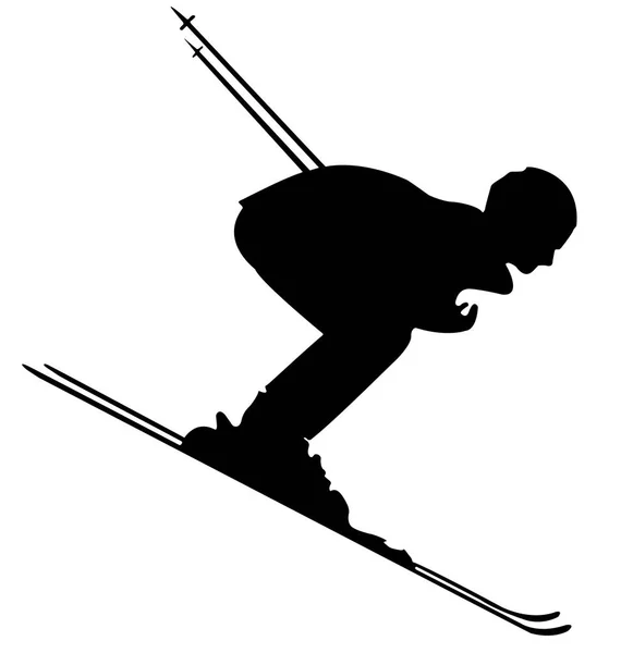 Zwarte Skiër Platte Pictogram Witte Achtergrond — Stockfoto