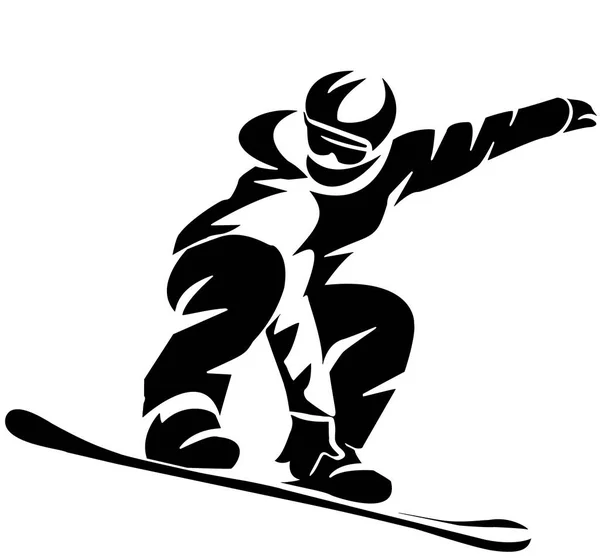 Icono Plano Snowboarder Negro Sobre Fondo Blanco — Foto de Stock