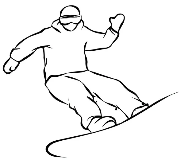 Zwarte Snowboarder Platte Pictogram Witte Achtergrond — Stockfoto