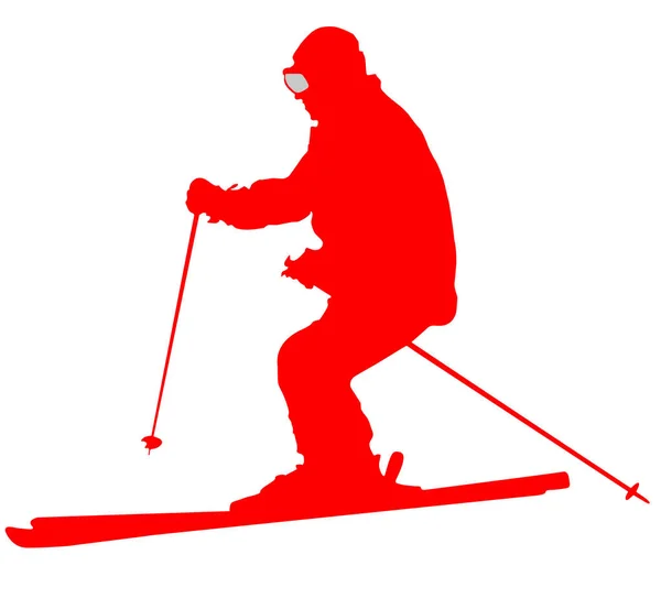 Rode Skiër Platte Pictogram Witte Achtergrond — Stockfoto