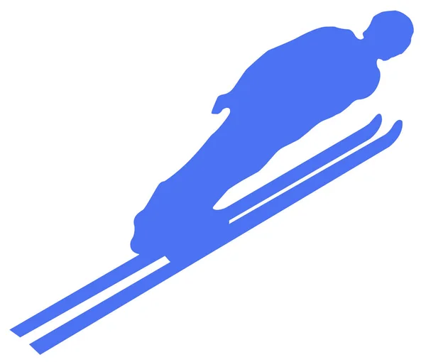 Ícone Plano Esqui Azul Fundo Branco — Fotografia de Stock