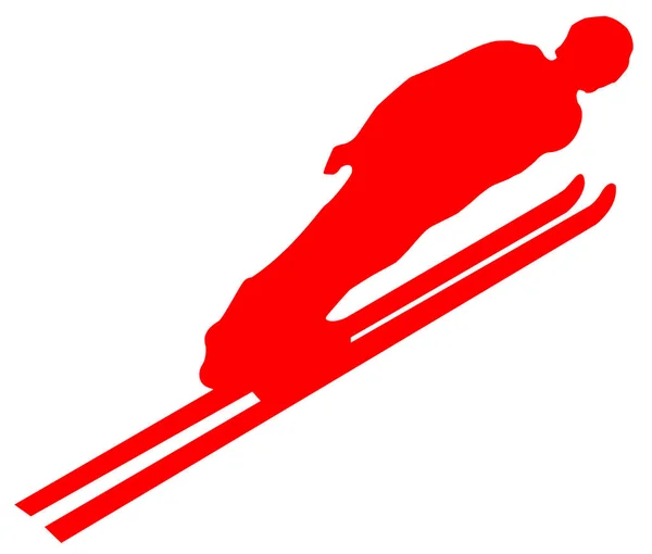 Red Skier Flat Icon White Background — Stock Photo, Image