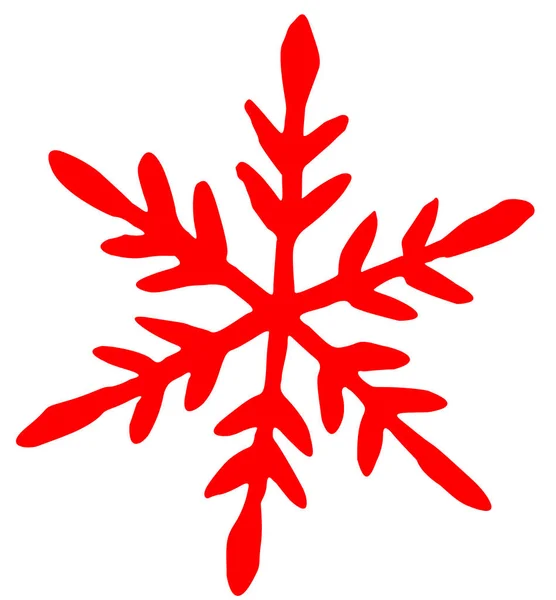 Fiocco Neve Rosso Icona Piatta Sfondo Bianco — Foto Stock