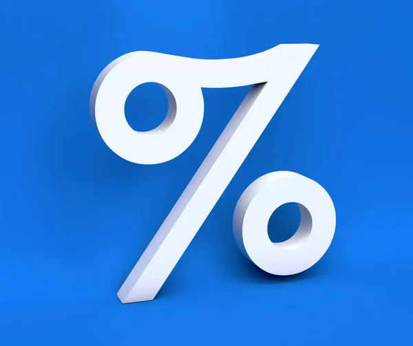White Symbol Percent Blue Background Render — Stock Photo, Image