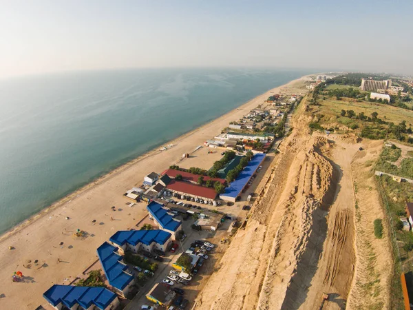 Luftaufnahme Der Küste Mit Strand Und Meer Mit Hotels — Stockfoto