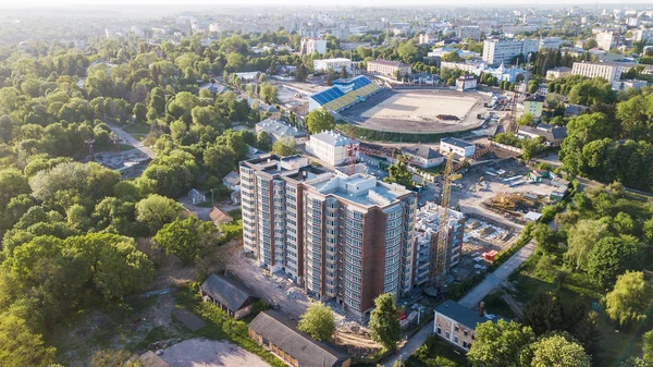 Flygfoto Över Byggandet Flervåningsbyggnad — Stockfoto