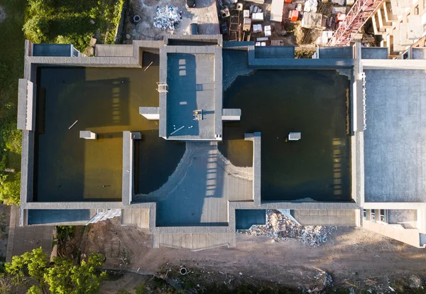 Vue Aérienne Vérification Toit Avec Beaucoup Eau — Photo