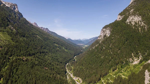 Luftaufnahme Einer Bergkette Mit Schnee Den Alpinen Bergen — Stockfoto