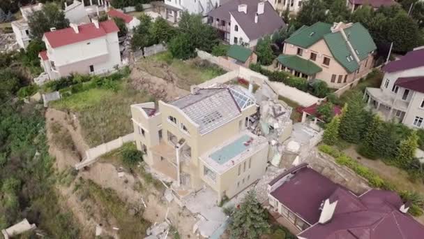 Kuşbakışı Bir Heyelan Şehrin Chernomorsk Ukrayna Nın Sonuçları — Stok video